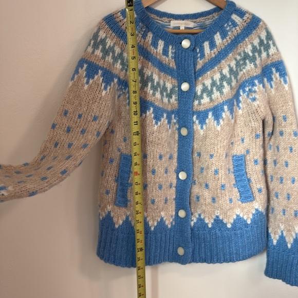 LoveShackFancy Fair Isle Alpaca Cardigan Sweater - size S, like new - Picture 4 of 9